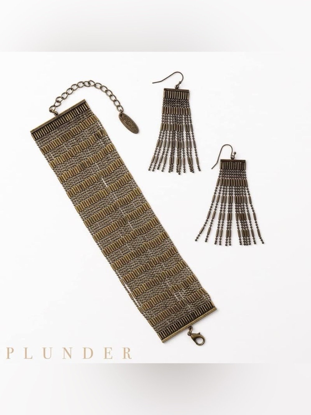 Plunder Design Carter Set Antique Bronze Bracelet and Earrings Set
